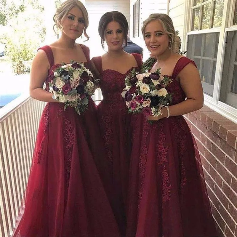 Robe De Mariage Burgundy Bridesmaid Dresses Long Sleeveless Lace Appliques cheap Formal Prom Party Dresses Vestidos De Noiva
Robe De Mariage Burgundy Bridesmaid Dresses Long Sleeveless Lace Appliques cheap Formal Prom Party Dresses Vestidos De Noiva
