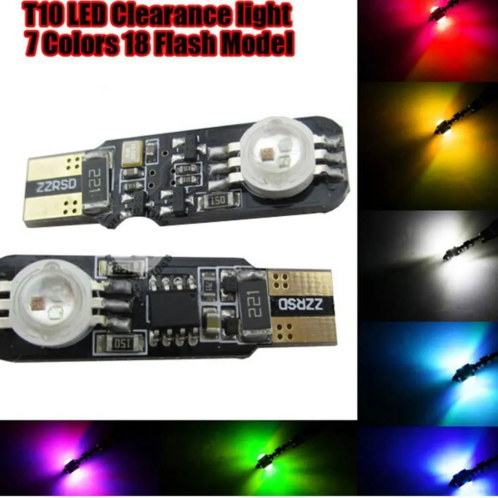2 шт. 6 Вт RGB T10 5050 SMD W5W 192 168 красочное преобразование Предупреждение стробоскоп