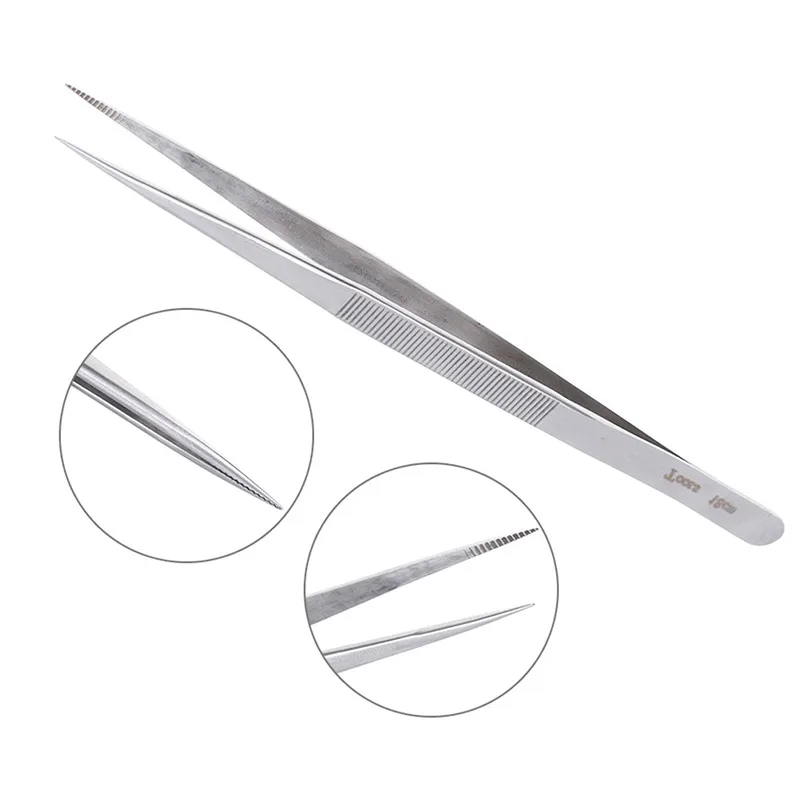 1pc Tweezers Stainless Steel Electronic Point Tip Straight Tweezer Tool Length 16/18cm
1pc Tweezers Stainless Steel Electronic Point Tip Straight Tweezer Tool Length 16/18cm