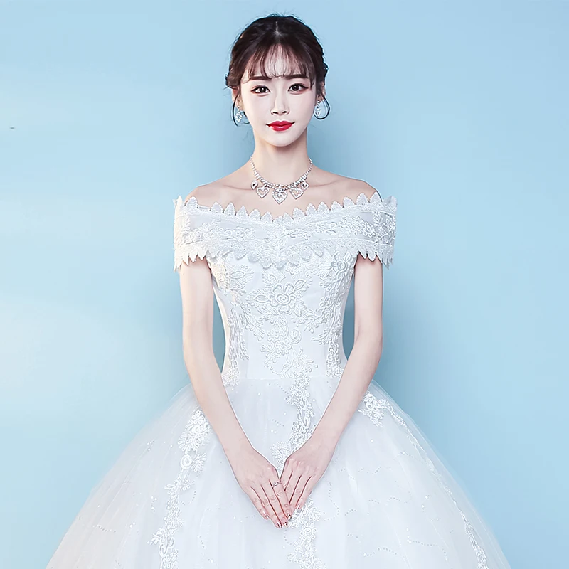 Crystal Flowers Boat Neck Ball Gown Lace Appliques Wedding Dresses Short Sleeve Court Train Bridal Gowns pakaian pengantin
Crystal Flowers Boat Neck Ball Gown Lace Appliques Wedding Dresses Short Sleeve Court Train Bridal Gowns pakaian pengantin