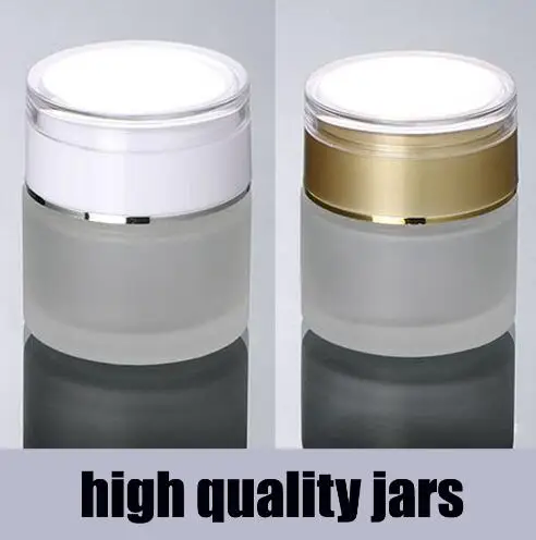 

20g 30g 50g Acrylic cap matte white/gold glass cosmetic containers cream jar,Frosted glass bottle for cosmetic packaging