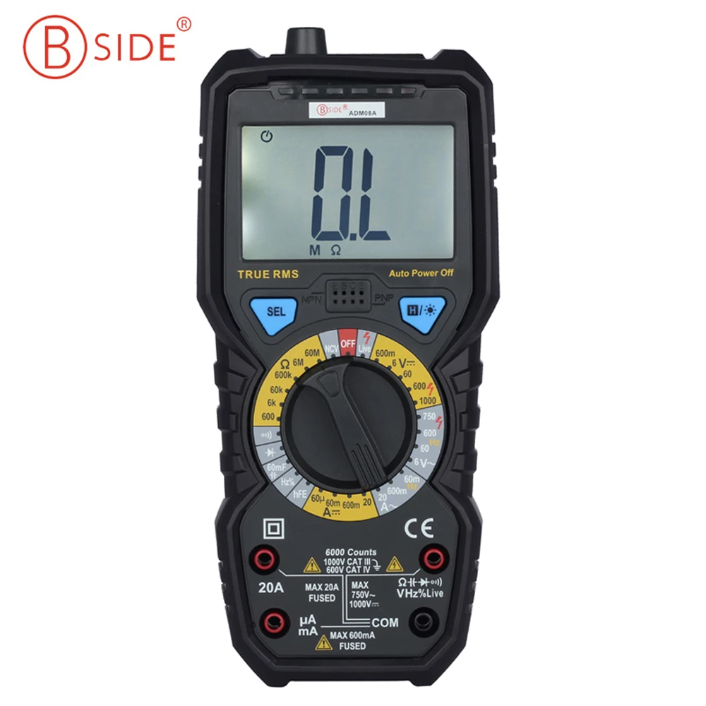 

BSIDE ADM08A Auto Range Digital Multimeter 6000 Counts True RMS LCD Display Multimeter Frequency Diode NCV Tester