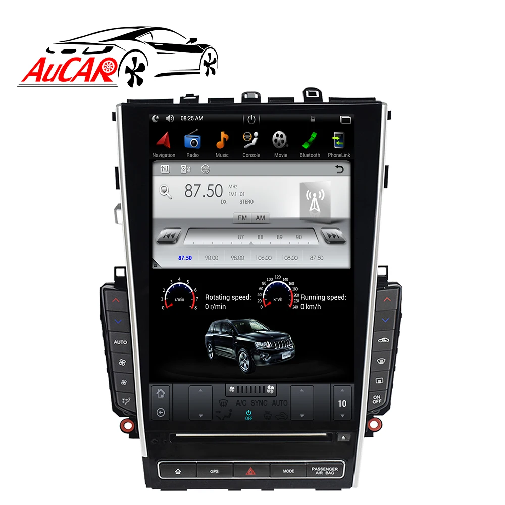 Автомобильный мультимедийный плеер AuCar Tesla Android 9 экран 12 1 дюйма радио gps навигация