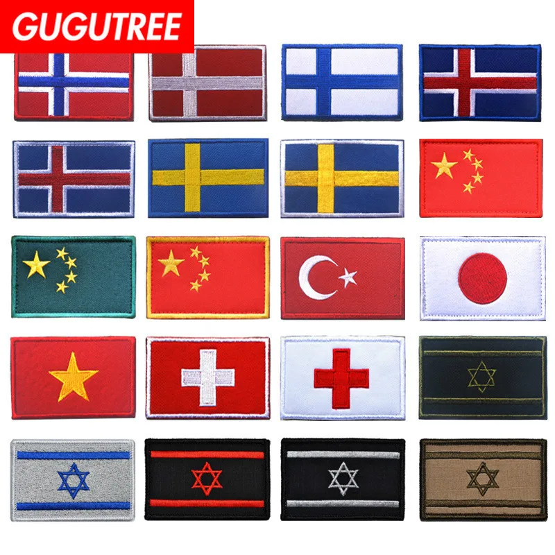 GUGUTREE крючок для вышивания & LOOP японские вьетнамские флаги женские патчи одежды AD