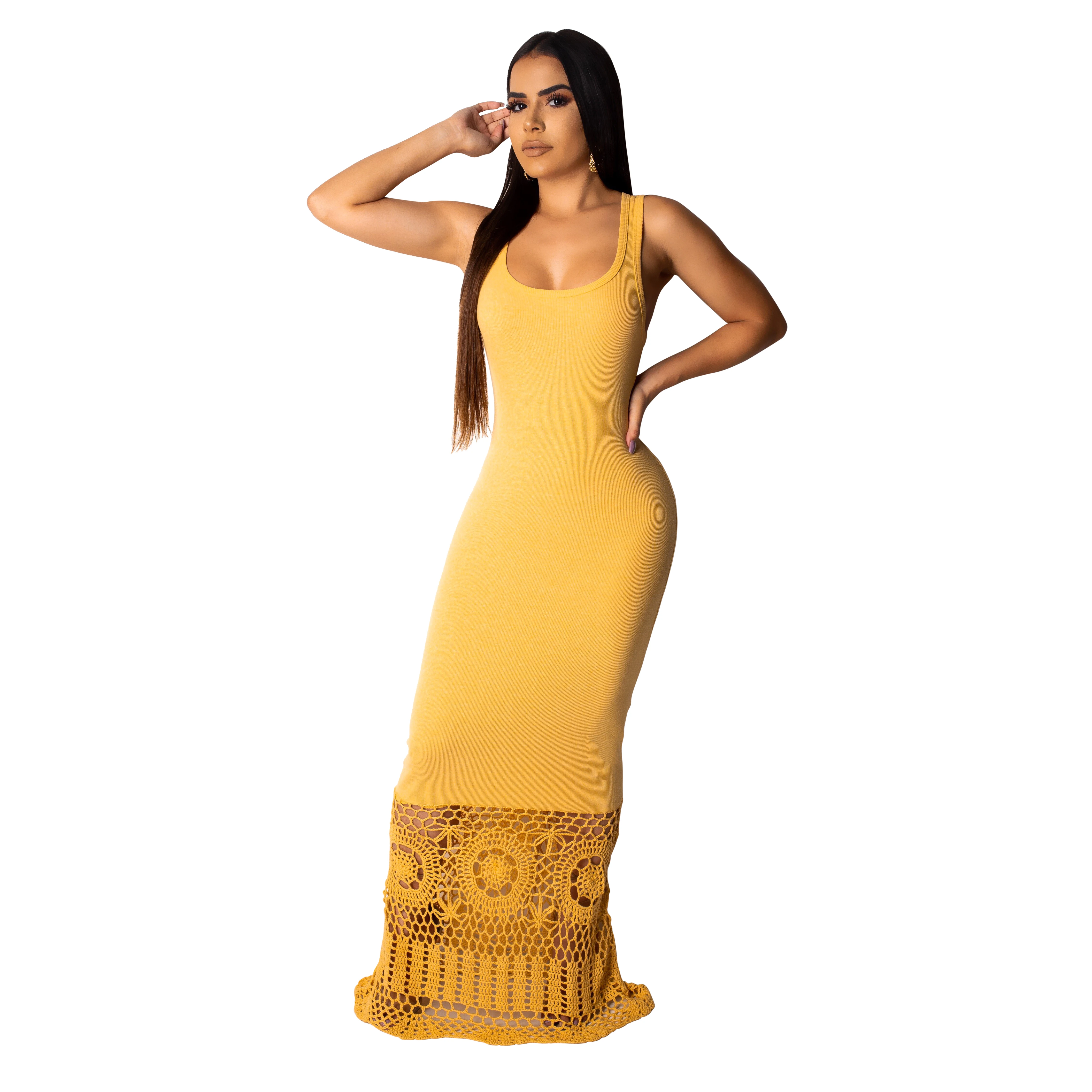 Echoine Knitted Lace Embroidery Sleeveless Party Long Dress Women Summer O Neck Floor-Length with Hollowed Flower Tank Dresses
Echoine Knitted Lace Embroidery Sleeveless Party Long Dress Women Summer O Neck Floor-Length with Hollowed Flower Tank Dresses