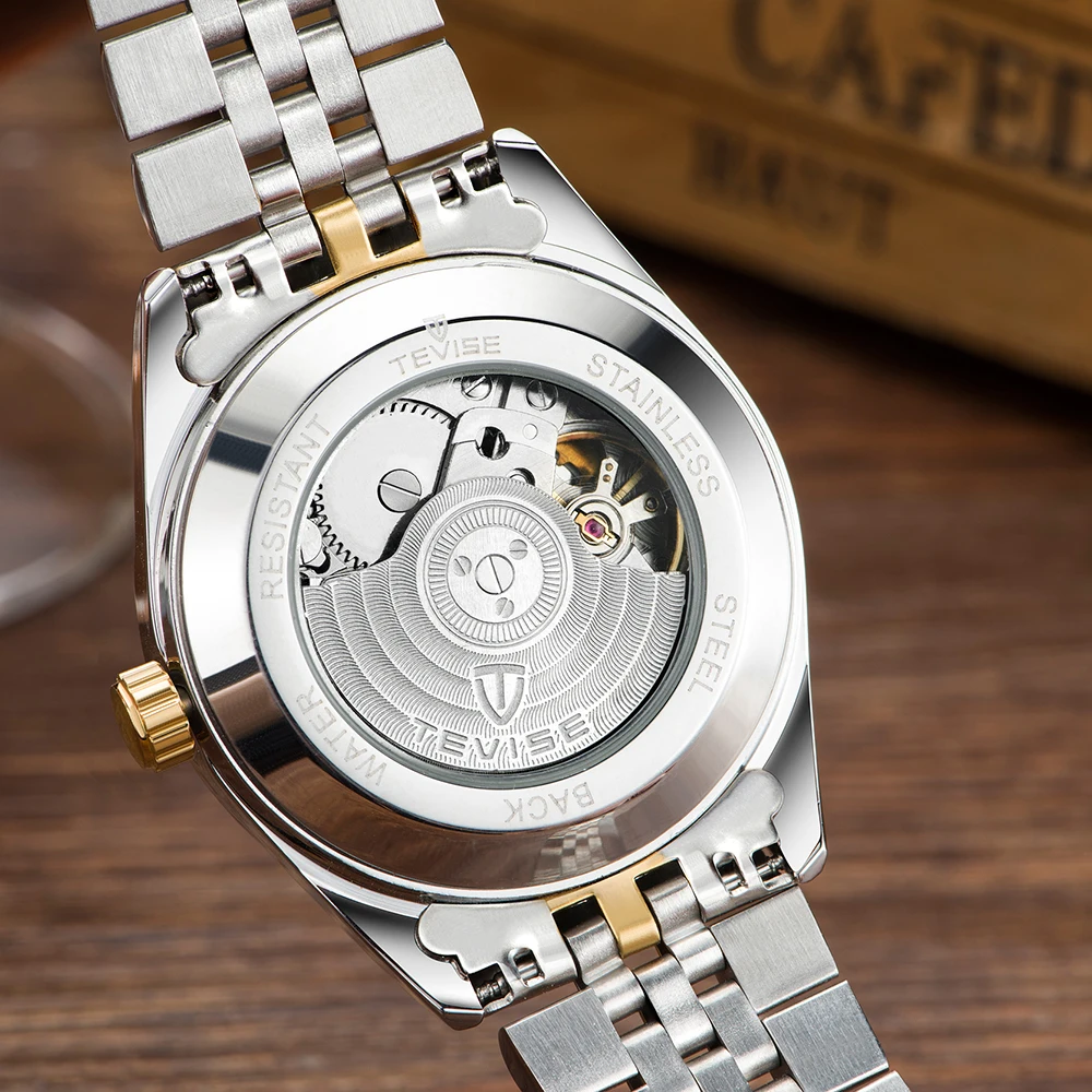 New Fashion Tevise Automatic Men's Watch Luminous Mechanical Watch Gold Dial Skeleton Men's Watch Business Men's Watch
New Fashion Tevise Automatic Men's Watch Luminous Mechanical Watch Gold Dial Skeleton Men's Watch Business Men's Watch