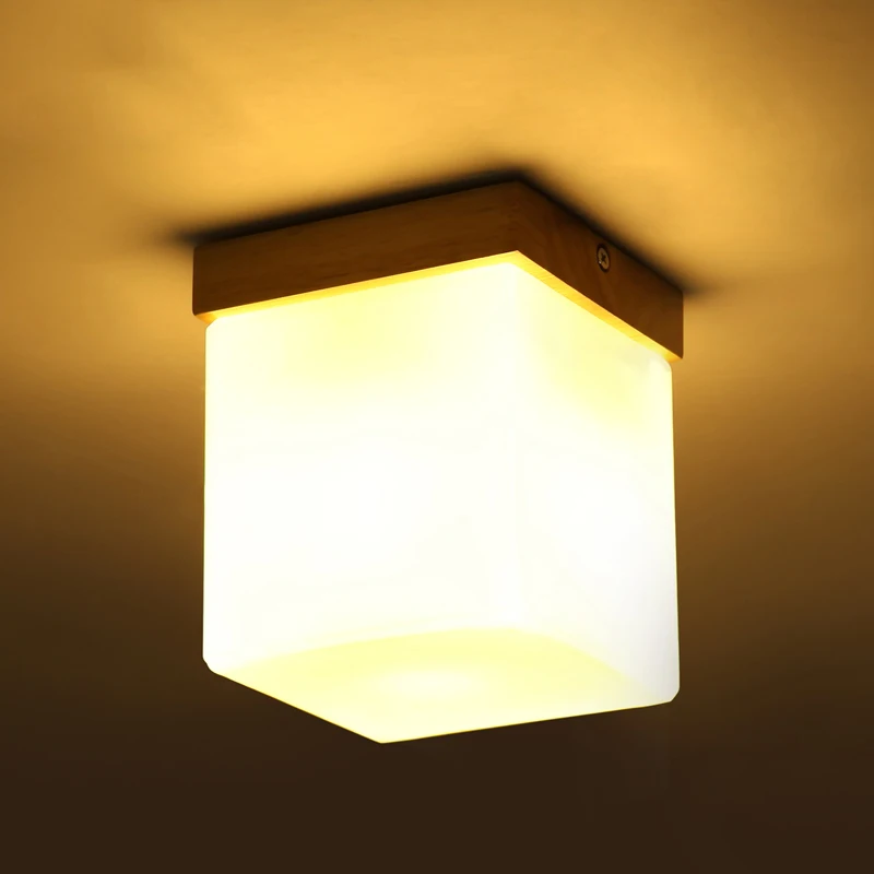 Потолочный светильник простой стиль деревянный для крыльца квадратный балкона