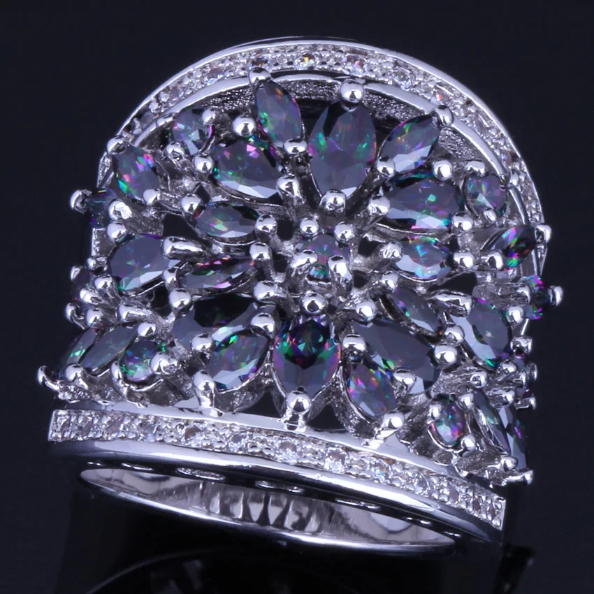 Strong Huge Rainbow Cubic Zirconia White CZ Silver Plated Ring V0161 
Strong Huge Rainbow Cubic Zirconia White CZ Silver Plated Ring V0161