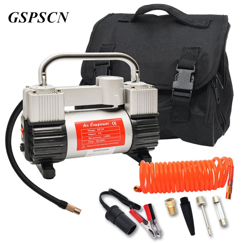 GSPSCN Tire Inflator Heavy Duty Double Cylinders with Portable Bag 12V Metal Air Compressor Pump 150PSI with Adapter
GSPSCN Tire Inflator Heavy Duty Double Cylinders with Portable Bag 12V Metal Air Compressor Pump 150PSI with Adapter