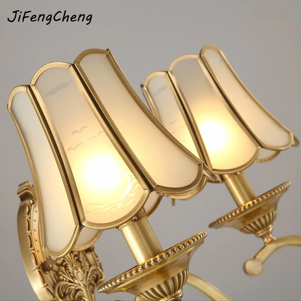 JIFENGCHENG Европейская полностью медная настенная лампа американская прикроватная