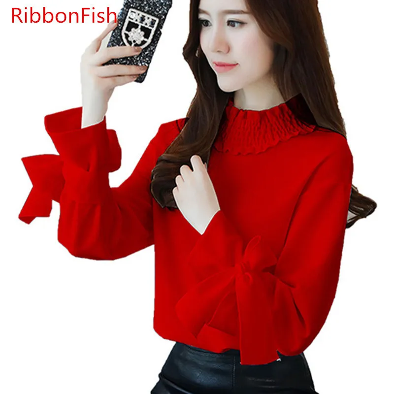 Women Spring Autumn Style Chiffon Blouses Shirts Casual Long Flare Sleeve Bow Tie Blusas DD8112
Women Spring Autumn Style Chiffon Blouses Shirts Casual Long Flare Sleeve Bow Tie Blusas DD8112