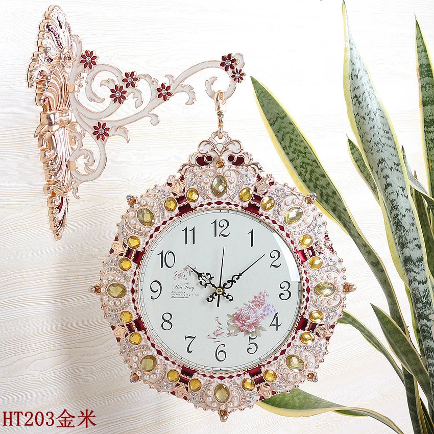 Wall Clock Double-sided Hanging Clock Idyllic Mute Metal Iron Double-sided Clock Creative Fashion Living Room Clock
Wall Clock Double-sided Hanging Clock Idyllic Mute Metal Iron Double-sided Clock Creative Fashion Living Room Clock