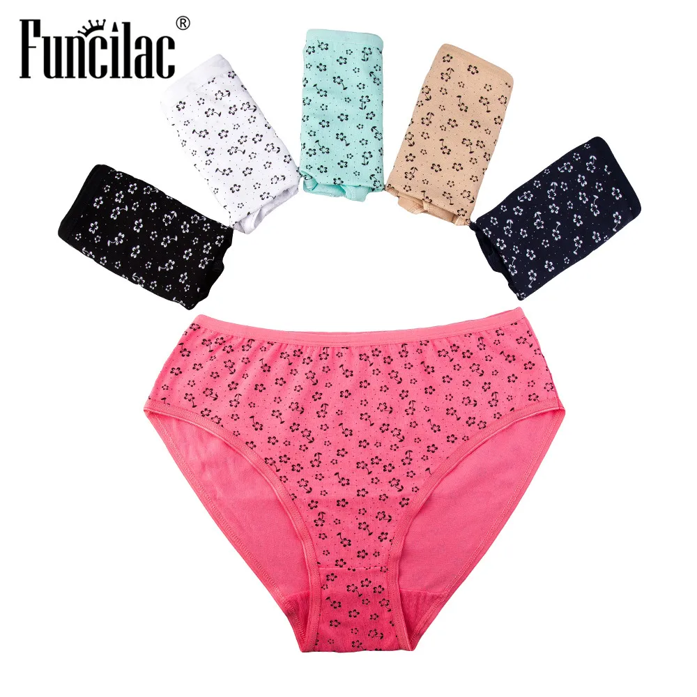 FUNCILAC Panties Women Underwear Cotton Floral Print Briefs Sexy Female Underpants Plus Size Woman Lingerie 5pcs/Lot
FUNCILAC Panties Women Underwear Cotton Floral Print Briefs Sexy Female Underpants Plus Size Woman Lingerie 5pcs/Lot