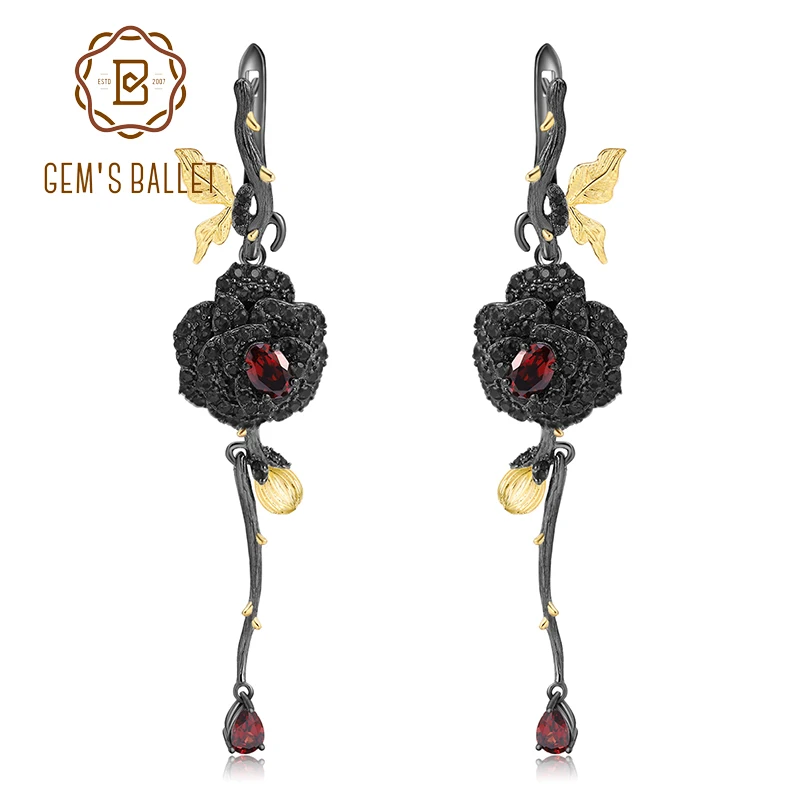 GEM'S BALLET 1.76Ct Natural Garnet Rose Flower Earrings 925 Sterling Silver Handmade Design Drop Earrings for Women Fine Jewelry
GEM'S BALLET 1.76Ct Natural Garnet Rose Flower Earrings 925 Sterling Silver Handmade Design Drop Earrings for Women Fine Jewelry