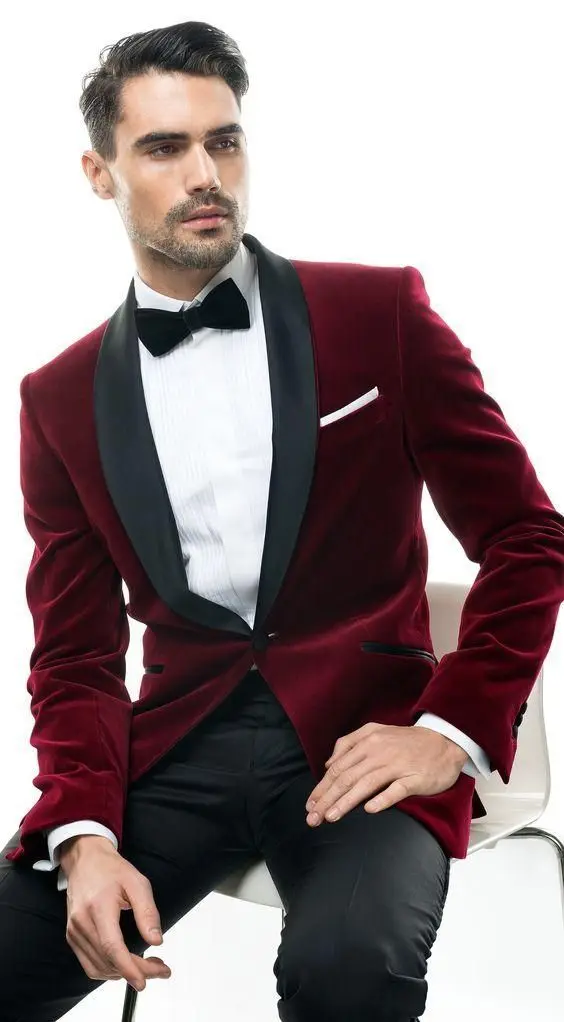 popular Men 2 Piece Suits Velvet Jacket Black Shawl Satin Lapel Groom Groomsmen Outfits Tuxedos A324
popular Men 2 Piece Suits Velvet Jacket Black Shawl Satin Lapel Groom Groomsmen Outfits Tuxedos A324
