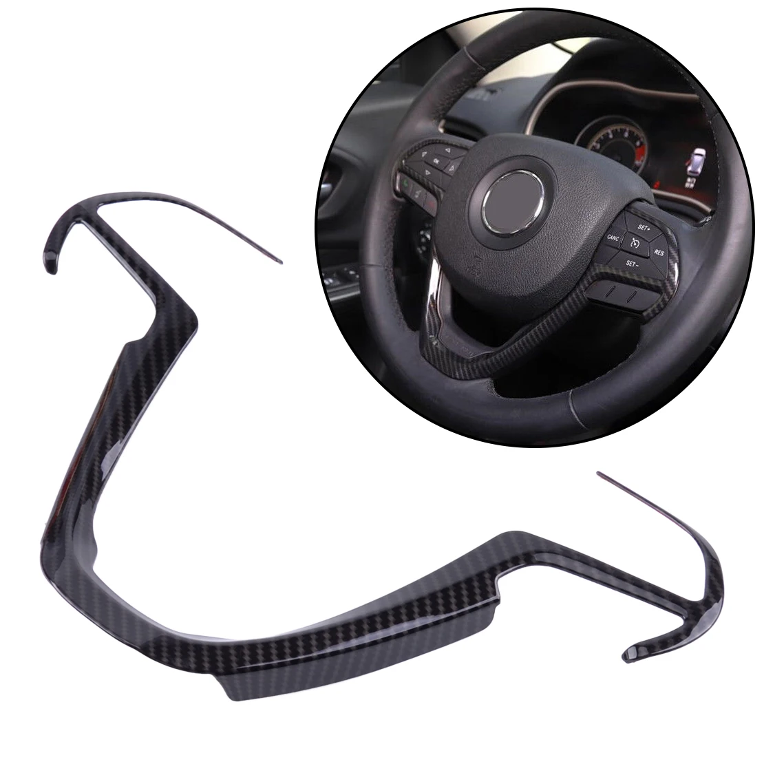 CITALL Car Carbon Fiber Texture Steering Wheel Cover Trim Fit for Jeep Grand Cherokee 2014 2015 2016 2017 2018 Styling
CITALL Car Carbon Fiber Texture Steering Wheel Cover Trim Fit for Jeep Grand Cherokee 2014 2015 2016 2017 2018 Styling