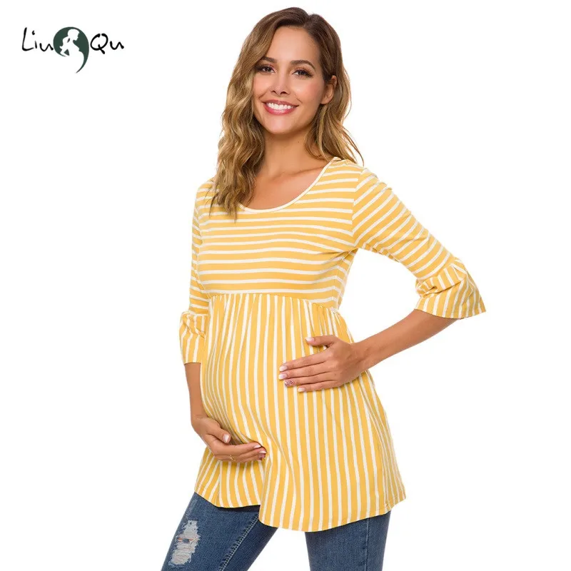 Women's Striped Peplum Maternity Top 3/4 Ruffles Bell Sleeve Loose Tunic Maternity Clothes Pregnancy Shirt Premama Casual
Women's Striped Peplum Maternity Top 3/4 Ruffles Bell Sleeve Loose Tunic Maternity Clothes Pregnancy Shirt Premama Casual