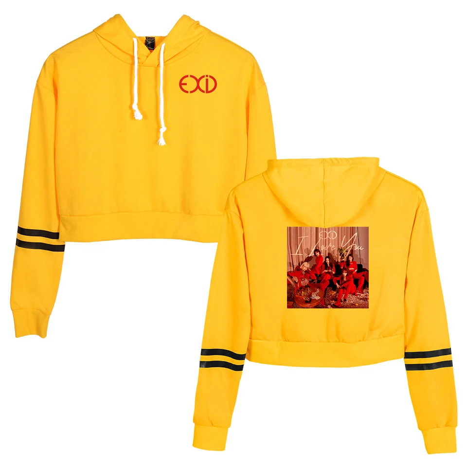 EXID Fashion Printed Long Sleeve Cropped Hoodies Women Kpop Hooded Pullover Crop Top 2019 Hot Sale Casual Streetwear Clothes 
EXID Fashion Printed Long Sleeve Cropped Hoodies Women Kpop Hooded Pullover Crop Top 2019 Hot Sale Casual Streetwear Clothes