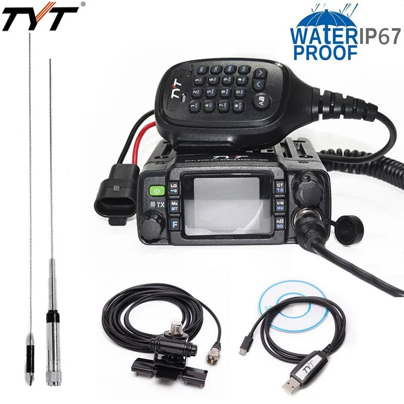 TYT TH-8600 IP67 Waterproof Dual Band 136-174MHz/400-480MHz 25W Car Radio HAM Mobile Radio with Antenna,Clip Mount,USB Cable
TYT TH-8600 IP67 Waterproof Dual Band 136-174MHz/400-480MHz 25W Car Radio HAM Mobile Radio with Antenna,Clip Mount,USB Cable
