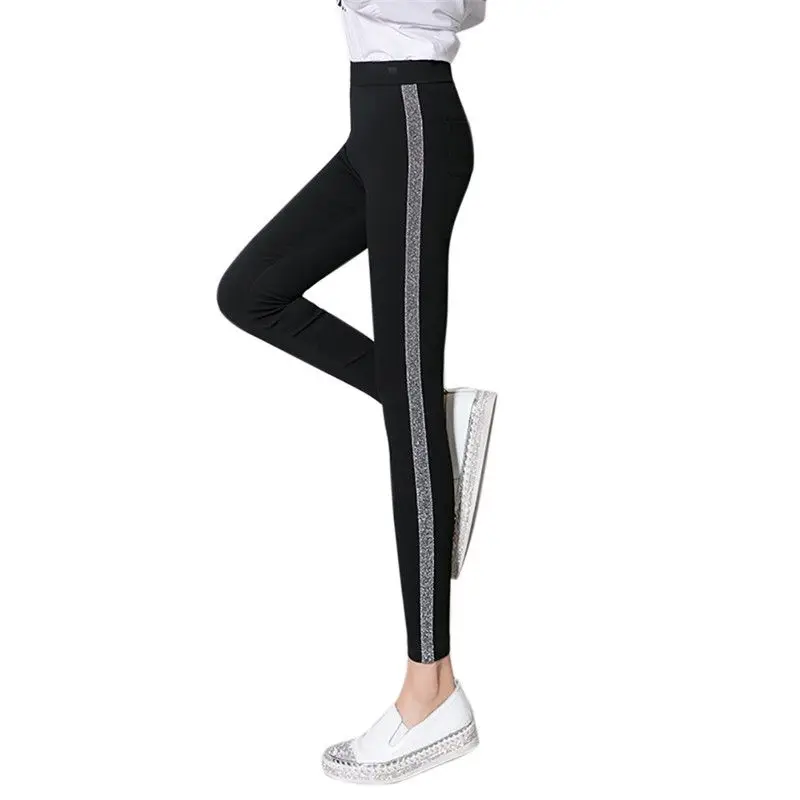 Slim Casual Pants Side Silver Stripes Loose Trousers Women Autumn Winter Fitness Leggings
Slim Casual Pants Side Silver Stripes Loose Trousers Women Autumn Winter Fitness Leggings