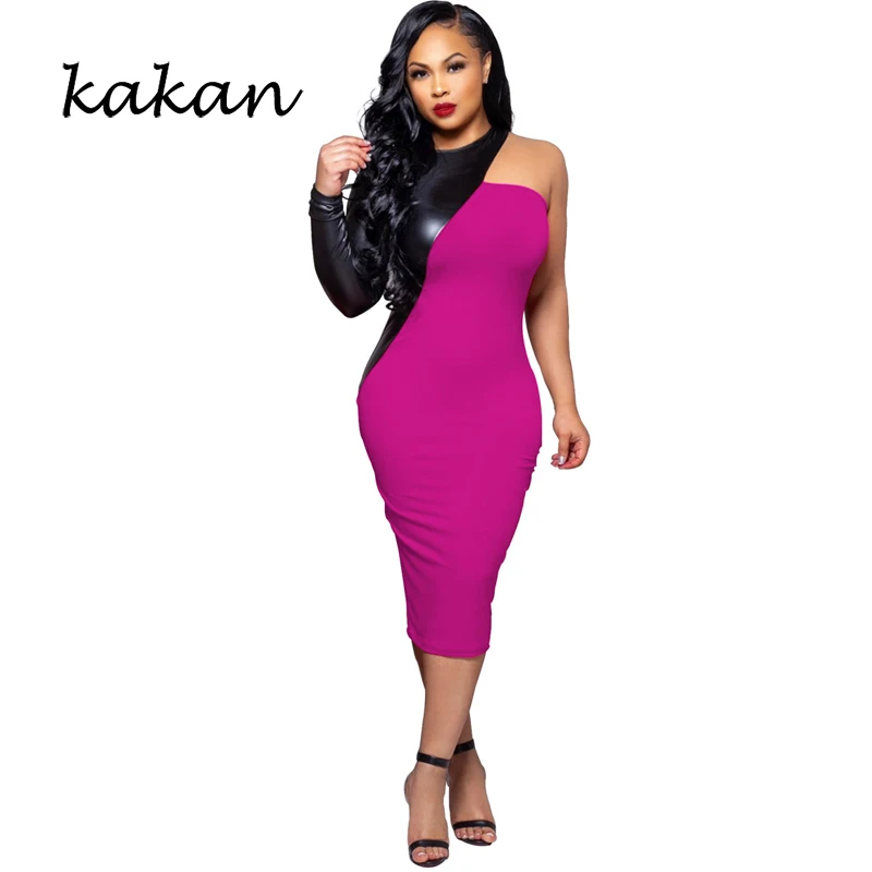 Kakan 2019 spring new women's dress sexy PU leather stitching long-sleeved dress red gray blue army green dress XL S-3XL
Kakan 2019 spring new women's dress sexy PU leather stitching long-sleeved dress red gray blue army green dress XL S-3XL