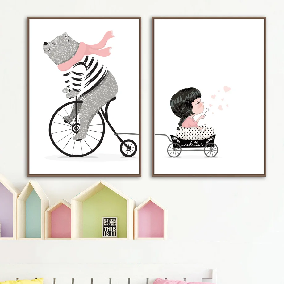 Cartoon Bear Girl Basket Cart Wall Art Canvas Painting Nordic Posters And Prints Animal Canvas Art Wall Pictures Kids Room Decor
Cartoon Bear Girl Basket Cart Wall Art Canvas Painting Nordic Posters And Prints Animal Canvas Art Wall Pictures Kids Room Decor