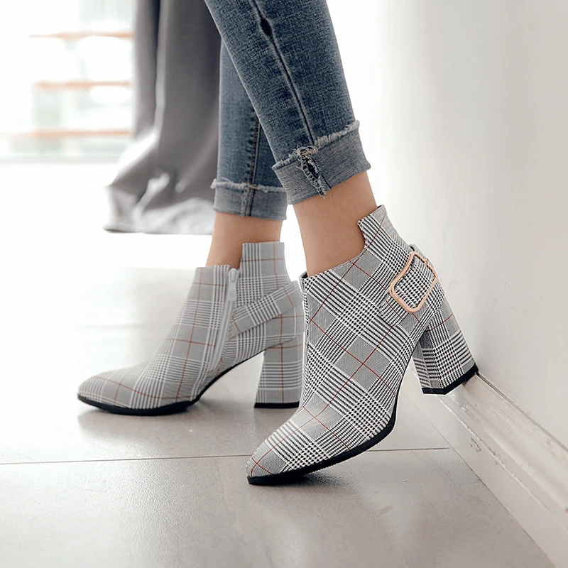 Dropshipping Large Size Women Boots Fashion Plaid Pointed Toe High Heels Women's Shoes Sexy Autumn Winter Ankle Boots Female
Dropshipping Large Size Women Boots Fashion Plaid Pointed Toe High Heels Women's Shoes Sexy Autumn Winter Ankle Boots Female