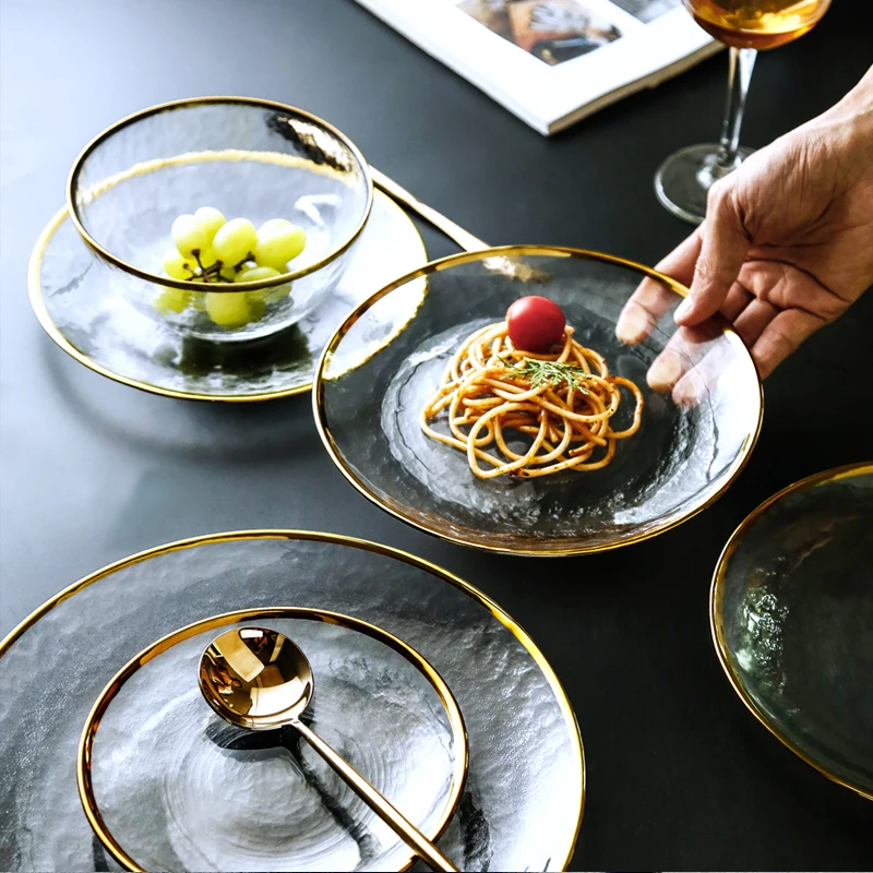 Nordic Style Gold Rim Glass Dinner Plate Transparent Dessert Bowl Western Dish Creative Salad Tray Fruit Plate Dinnerware Sets
Nordic Style Gold Rim Glass Dinner Plate Transparent Dessert Bowl Western Dish Creative Salad Tray Fruit Plate Dinnerware Sets
