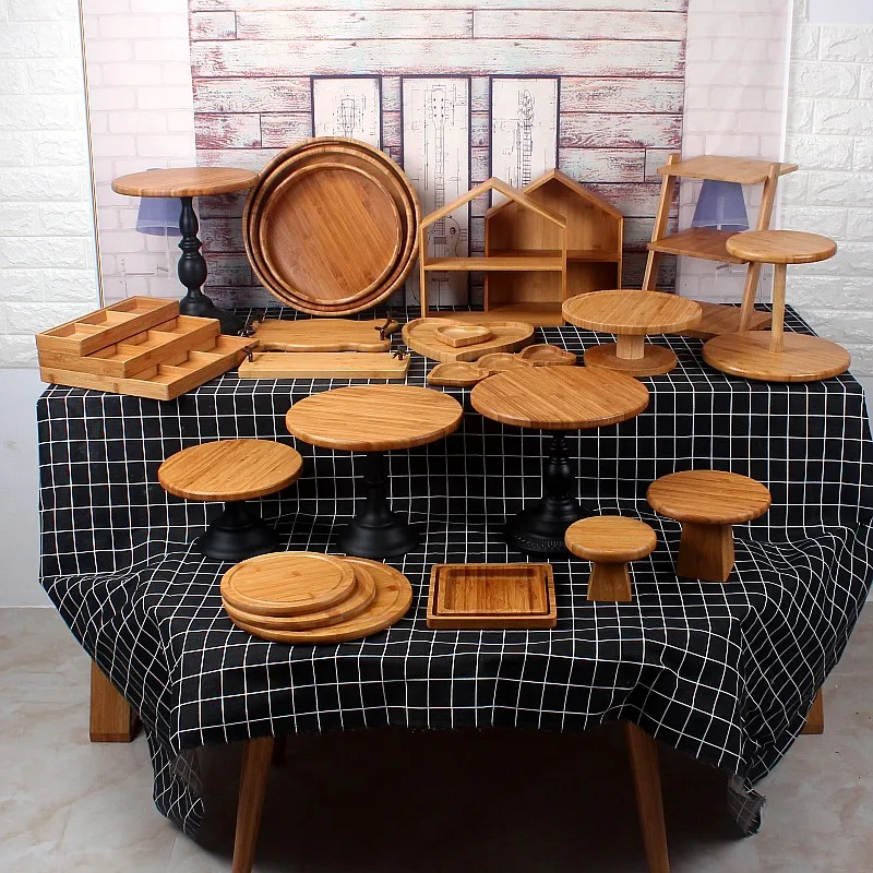 Фото Подставка для закусок в скандинавском стиле бамбуковая - купить