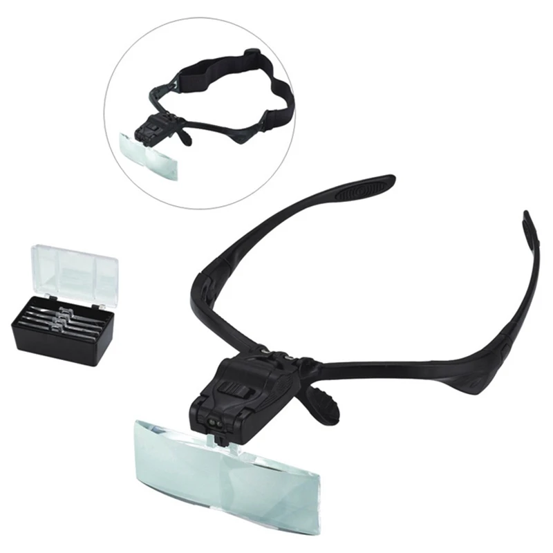 Headband Magnifying Glass Eye Repair Magnifier 2 LED Light 1.0/1.5/2.0/2.5/3.5X 5PC Glasses Loupe Reading Repair Optical Lens
Headband Magnifying Glass Eye Repair Magnifier 2 LED Light 1.0/1.5/2.0/2.5/3.5X 5PC Glasses Loupe Reading Repair Optical Lens