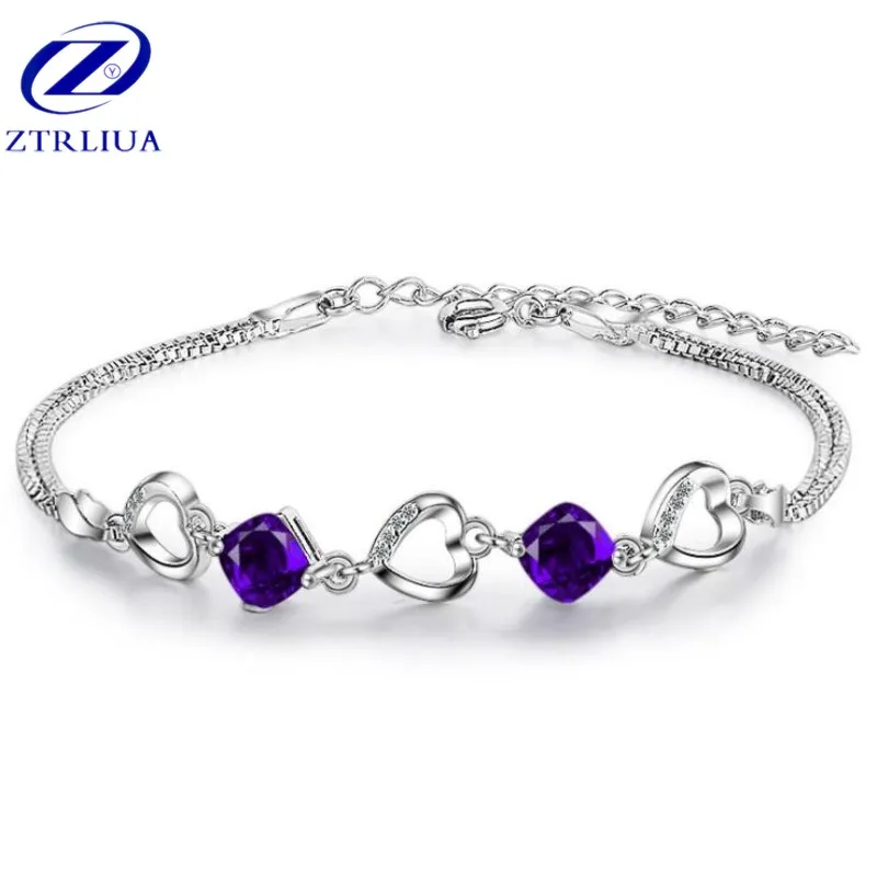 Beautiful Exquisite Popular Silver Plated Jewelry Purple Crystal Heart Shaped Love Female Gift Bracelets SB95
Beautiful Exquisite Popular Silver Plated Jewelry Purple Crystal Heart Shaped Love Female Gift Bracelets SB95