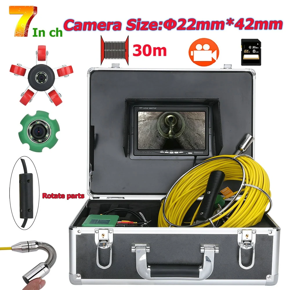 MOUNTAINONE 7inch DVR 22mm Pipe Inspection Video Camera 20M 30M 40M IP68 Waterproof Drain Pipe Sewer Inspection Camera System
MOUNTAINONE 7inch DVR 22mm Pipe Inspection Video Camera 20M 30M 40M IP68 Waterproof Drain Pipe Sewer Inspection Camera System