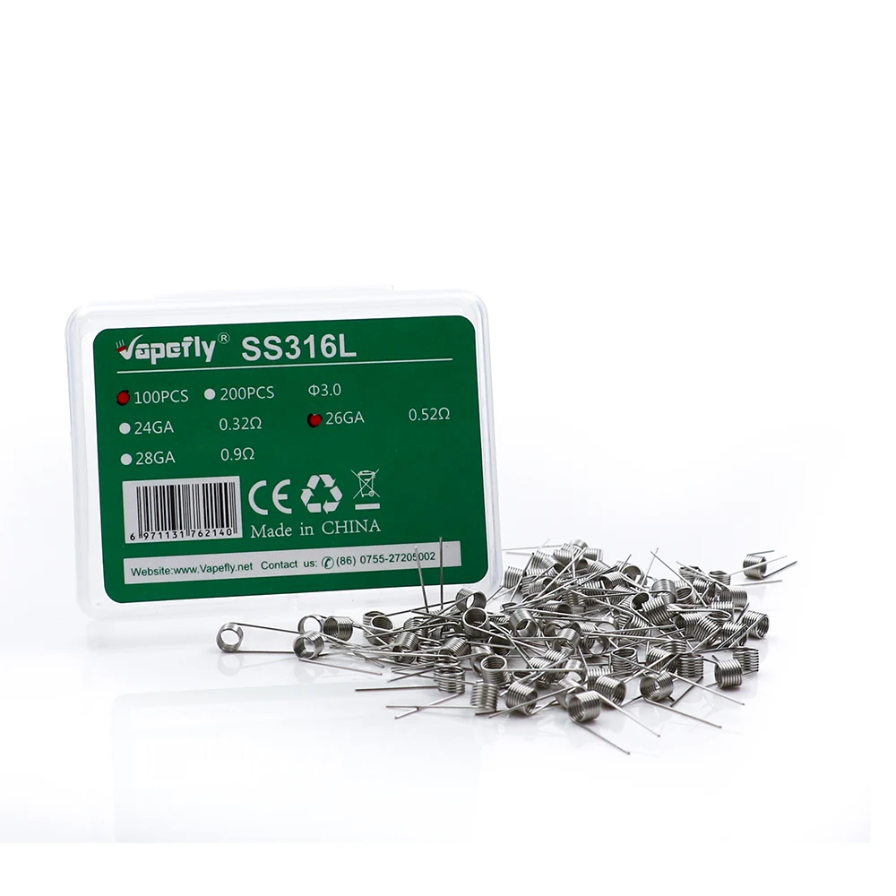 Vapefly SS316L провод ss 316L предварительно изготовленный ss316L 24GA 26GA 28GA нагревательный для