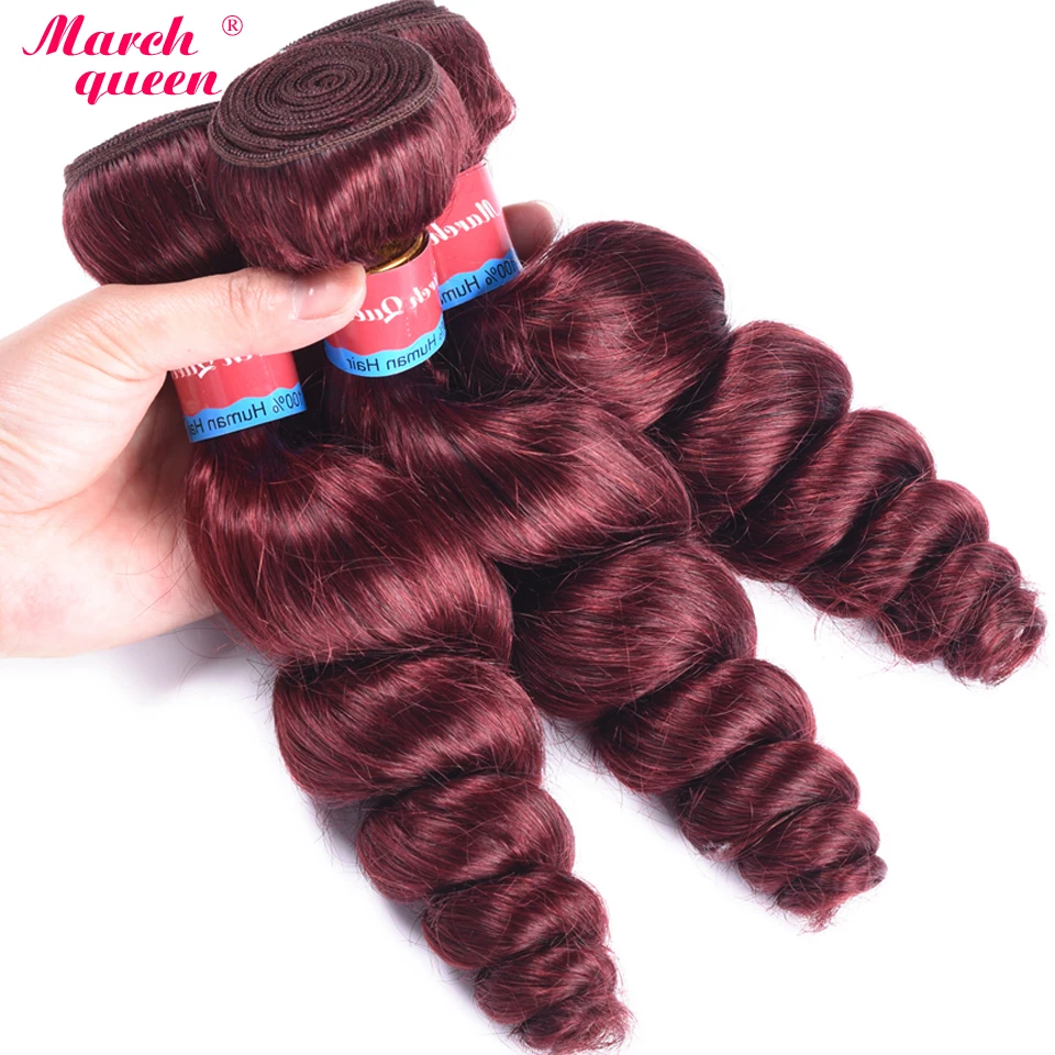 March Queen Malaysian Loose Wave Hair 4 Pcs Human Hair Weave Bundles #99J Red Wine Color Hair Extensions Non-Remy Hair Weaving
March Queen Malaysian Loose Wave Hair 4 Pcs Human Hair Weave Bundles #99J Red Wine Color Hair Extensions Non-Remy Hair Weaving