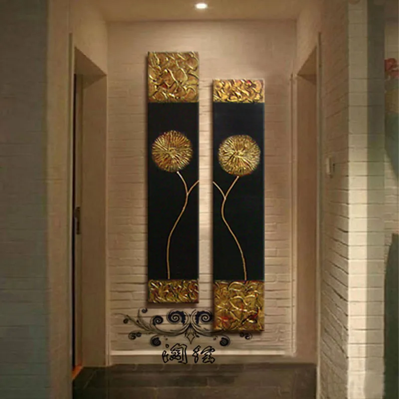 2pcs/set Gold Flower On Black Canvas Daisy Dandelion Wall Pictures Hand Made Canvas Oil Painting Home Decorative Art Sets R1970
2pcs/set Gold Flower On Black Canvas Daisy Dandelion Wall Pictures Hand Made Canvas Oil Painting Home Decorative Art Sets R1970