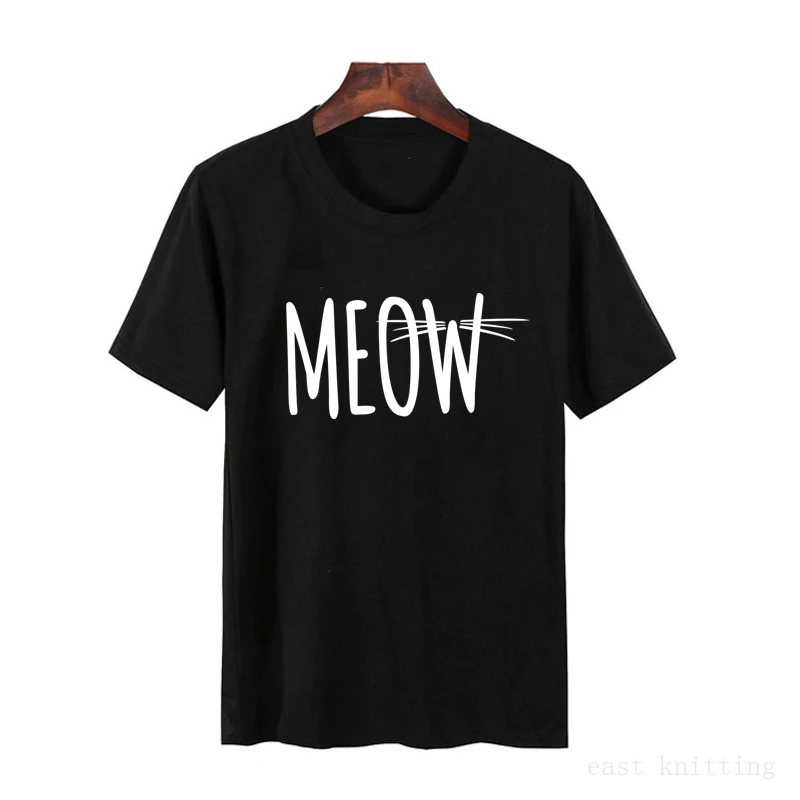 Футболка с рисунком кота Meow женская футболка из мягкой ткани топы в стиле