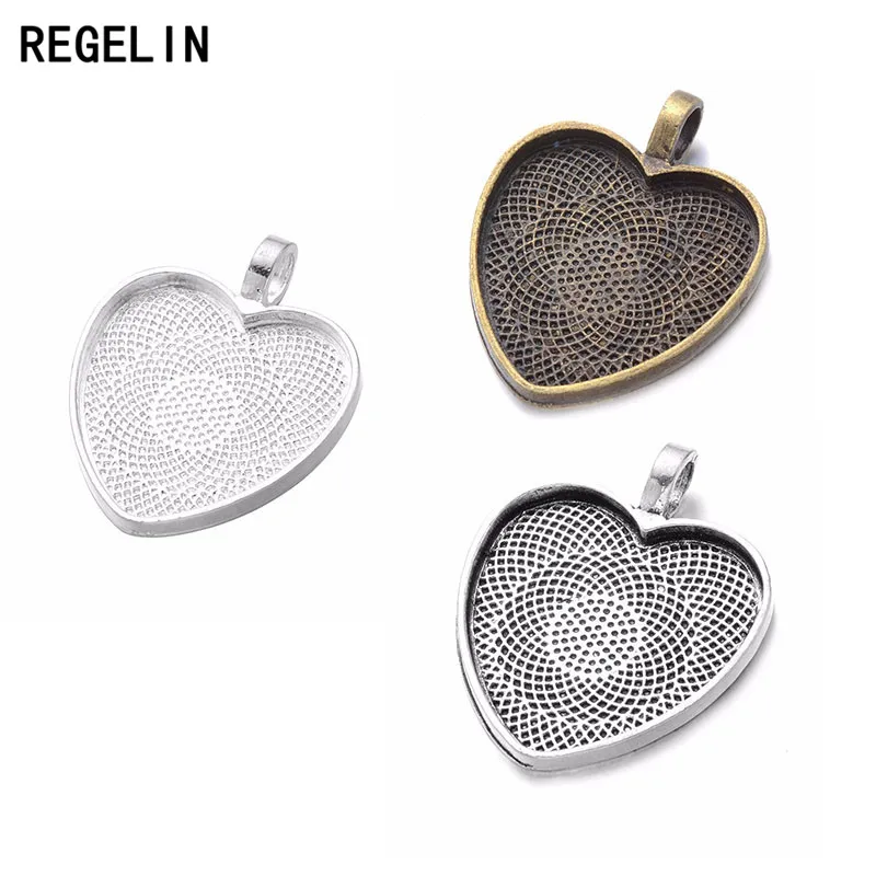 REGELIN Heart Cabochons Settings Silver Plated Pendants Bezel Trays Base 10pcs/lot 25mm 25mm Glass Cabochon DIY Necklace Making
REGELIN Heart Cabochons Settings Silver Plated Pendants Bezel Trays Base 10pcs/lot 25mm 25mm Glass Cabochon DIY Necklace Making