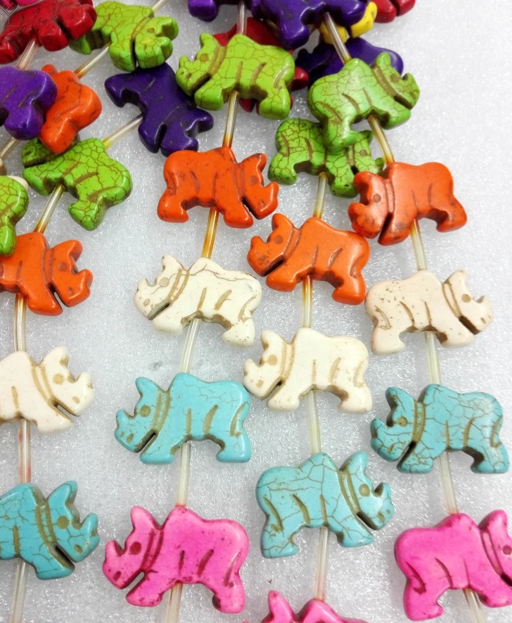 Total 14 beads 20x30mm carve cute rhinoceros Bright Multi-color mixed howlite stone Loose Beads
Total 14 beads 20x30mm carve cute rhinoceros Bright Multi-color mixed howlite stone Loose Beads