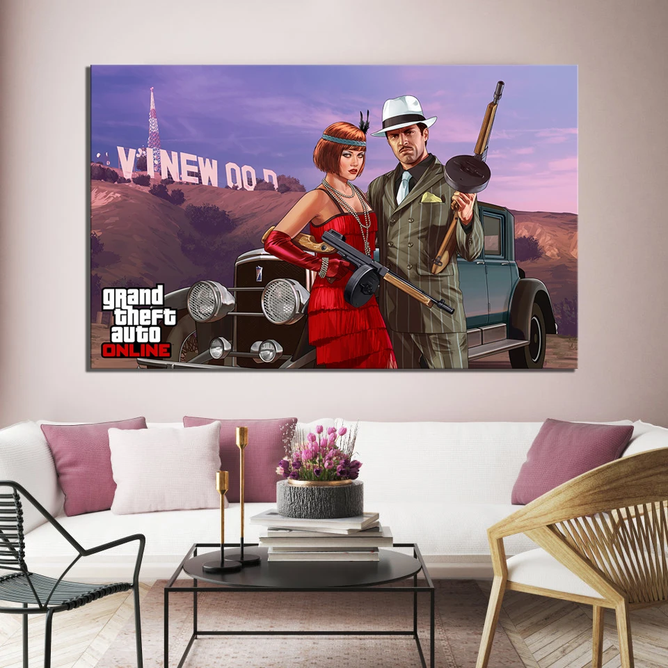 1 шт. HD мультяшная картина GTA онлайн игры постер картины автокартина Grand Theft