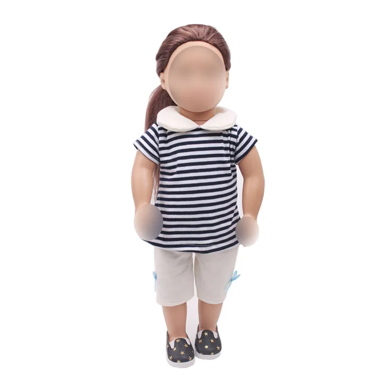 18 Inch American Doll Girls Suit Casual Striped T-shirt + White Pants Newborn Baby Toys Accessories Fit 40-43 Cm Boy Dolls c291
18 Inch American Doll Girls Suit Casual Striped T-shirt + White Pants Newborn Baby Toys Accessories Fit 40-43 Cm Boy Dolls c291