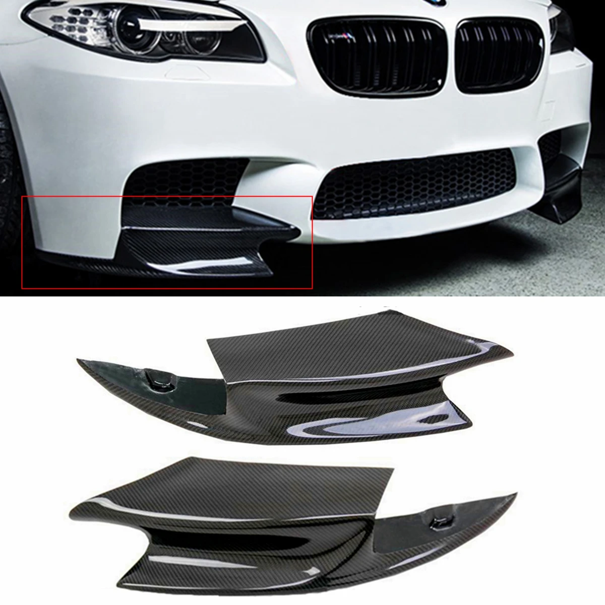 1 Pair Real Carbon Fiber Front Bumper Splitter Lip Fin Air Knife Auto Body For BMW F10 M5 2012-2016 R Style Diffuse Splitters
1 Pair Real Carbon Fiber Front Bumper Splitter Lip Fin Air Knife Auto Body For BMW F10 M5 2012-2016 R Style Diffuse Splitters