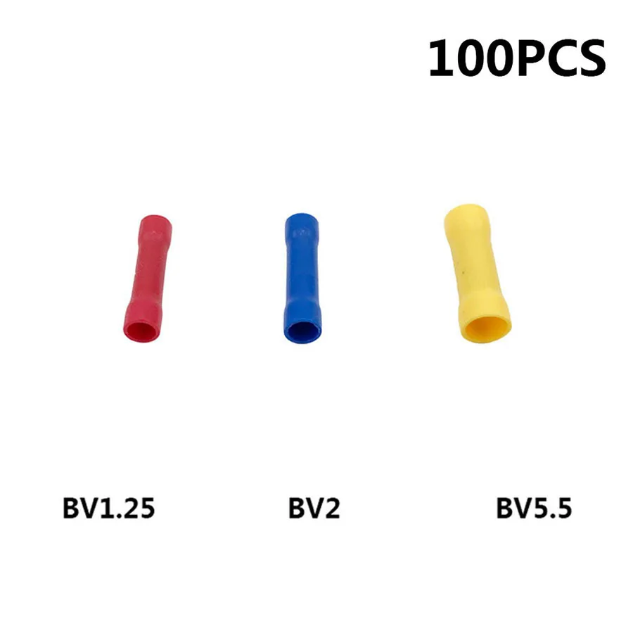 Insulated Butt Wire Connector 100pcs BV1.25/2/5.5 Electrical Crimp Terminals Block Premium Solderless Brass Red Blue Yellow AWG
Insulated Butt Wire Connector 100pcs BV1.25/2/5.5 Electrical Crimp Terminals Block Premium Solderless Brass Red Blue Yellow AWG