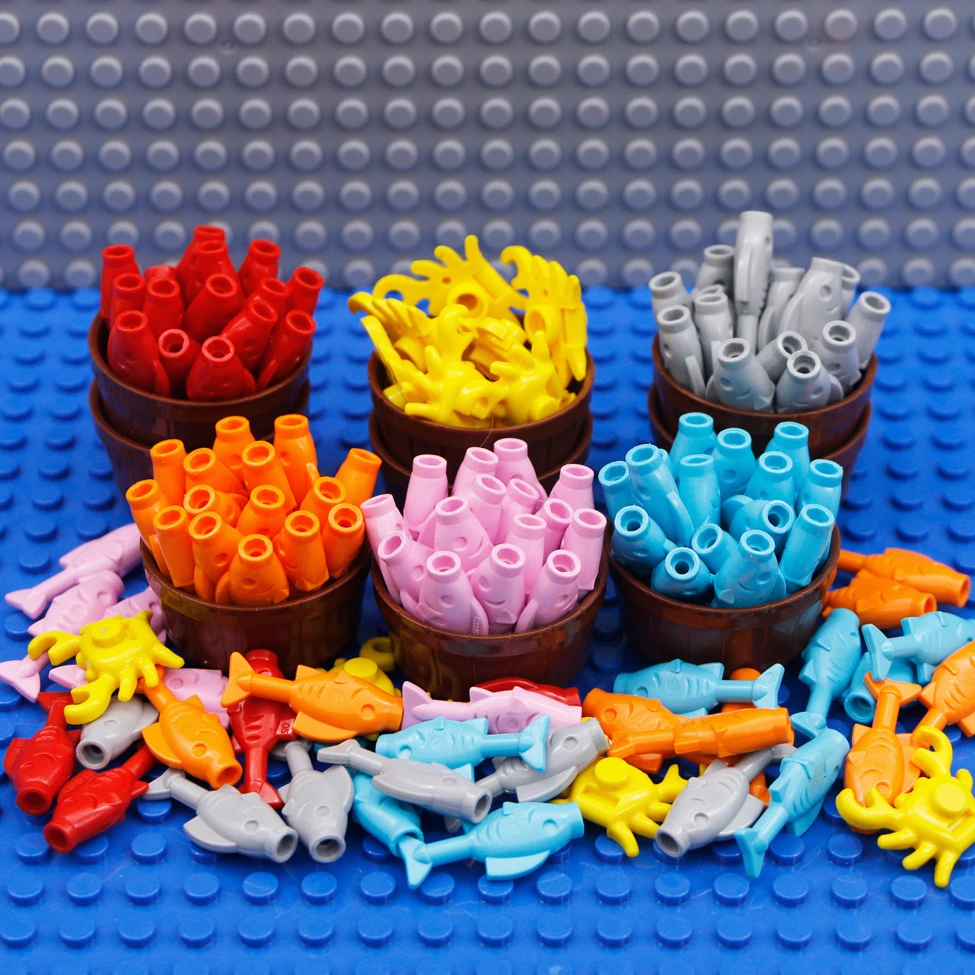 Строительные блоки City Food запчасти для конструктора рыба краб зверушка MOC океан