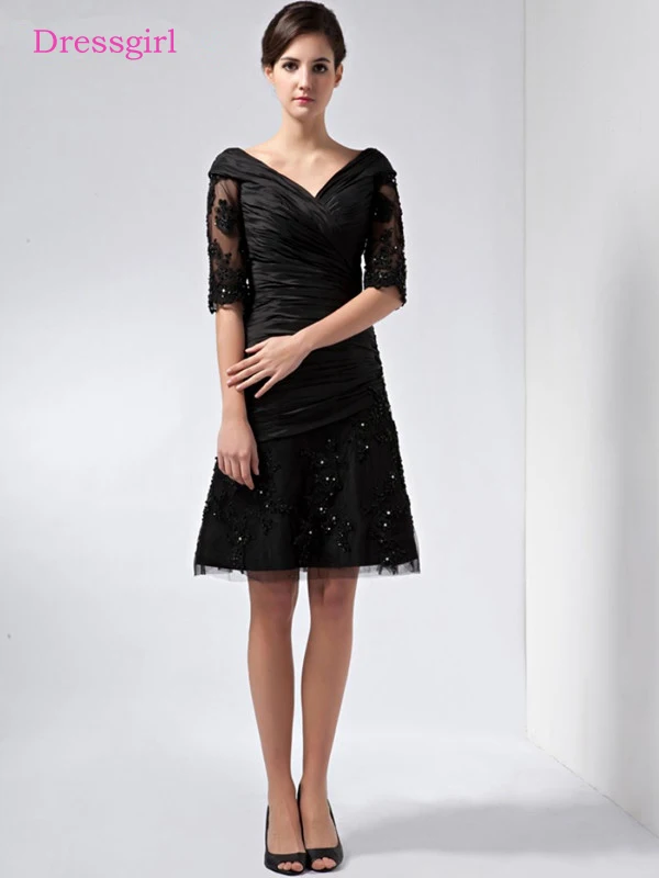 Black Mother Of The Bride Dresses A-line Half Sleeves Lace Beaded Plus Size Short Elegant Groom Mother Dresses Wedding
Black Mother Of The Bride Dresses A-line Half Sleeves Lace Beaded Plus Size Short Elegant Groom Mother Dresses Wedding