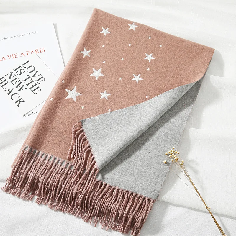 New Women Starry sky discoloration Pashmina Cashmere Scarf Winter Embroider Shawl with Tassels Fashion Two-sided Shawl Scarves
New Women Starry sky discoloration Pashmina Cashmere Scarf Winter Embroider Shawl with Tassels Fashion Two-sided Shawl Scarves