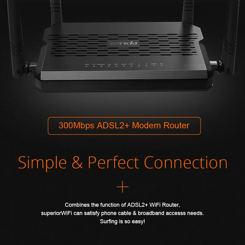 Tenda D305 беспроводной маршрутизатор ADSL2 + модем WIFI английская прошивка 300 м с портом
