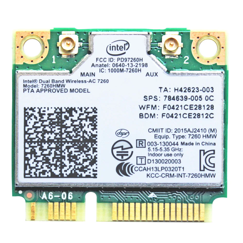 Intel ac 7260 Двухдиапазонная 7260HMW intel ac7260 7260ac wifi беспроводная карта Bluetooth 4 0 Mini PCI E