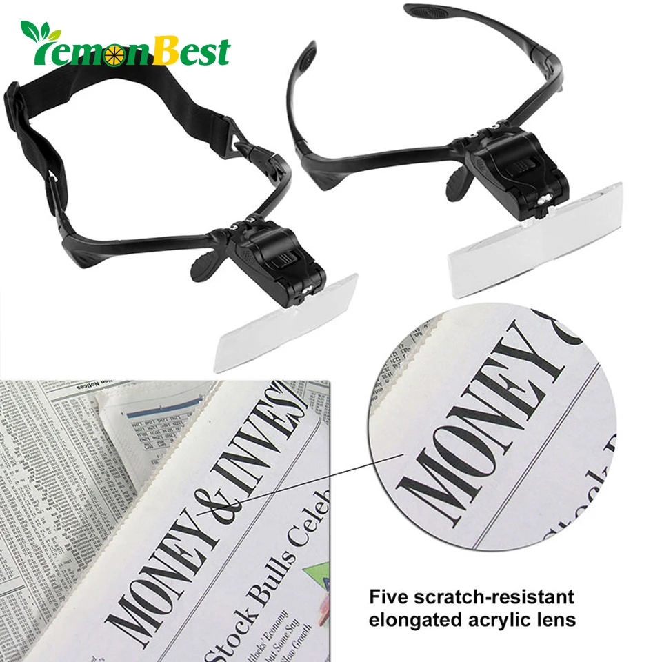 Wearing Style 2LED Visor Magnifier Glasses Jewelry Watch Repair Magnifying with 5 Replaceable Lens Headband 1.0/1.5/2.0/2.5/3.5X
Wearing Style 2LED Visor Magnifier Glasses Jewelry Watch Repair Magnifying with 5 Replaceable Lens Headband 1.0/1.5/2.0/2.5/3.5X