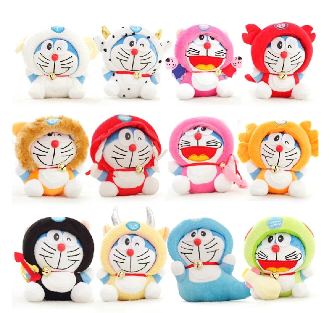 12 шт./лот 7 дюймов двенадцать созвездий Doraemon Kawaii кукла Мягкое Животное детская