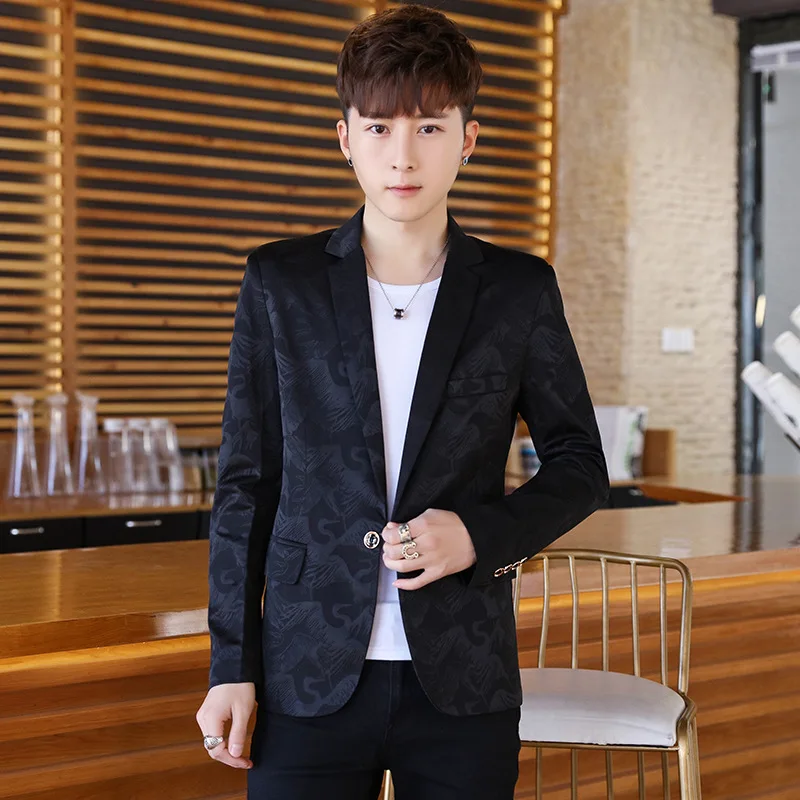 Fall 2020 men leisure suits, cultivate one's morality handsome blazer teenagers printed blazer